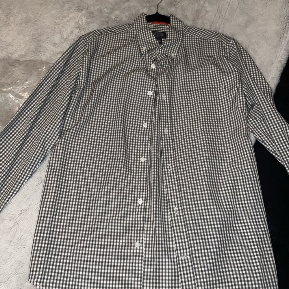Men's St. Johns Bay Black and White Checkered Shirt